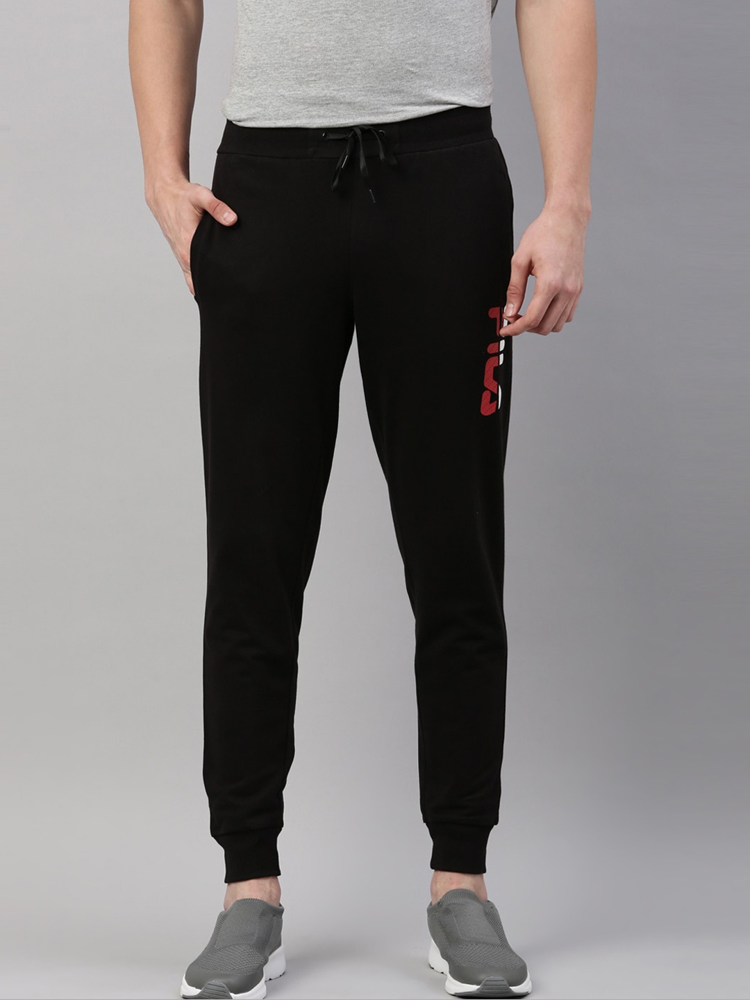 

FILA Men Black Brand Logo Printed Cotton Joggers