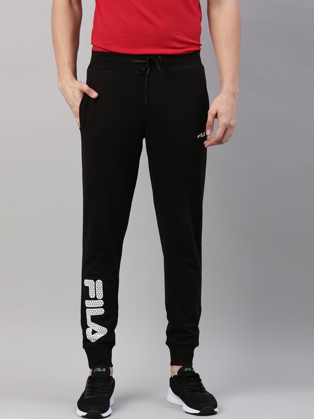 

FILA Men Black Solid Cotton Joggers