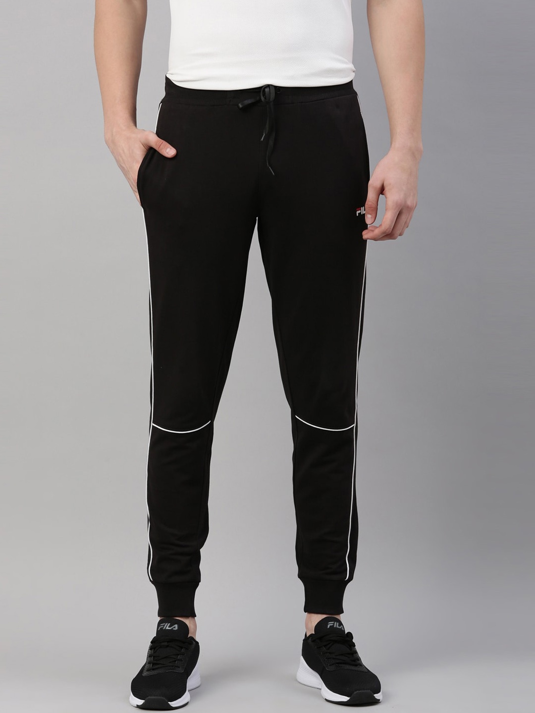

FILA Men Black Solid Cotton Joggers