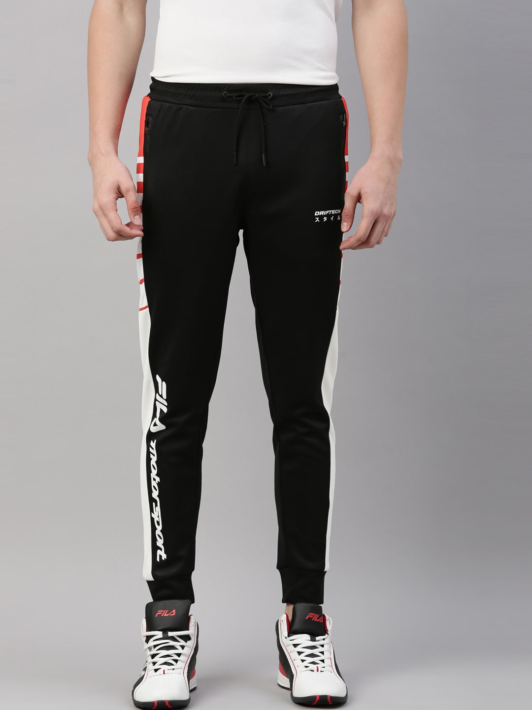 

FILA Men Black Solid Cotton Joggers