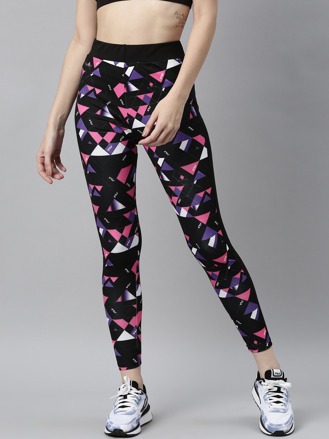 

FILA Women Black Printed Slim Fit Cotton Regular Trackpants