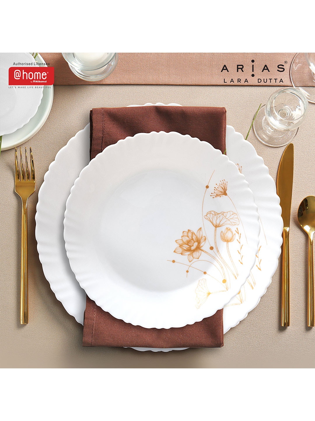 

Athome by Nilkamal Set of 33 Pieces Floral Printed Dinner Set, Multi