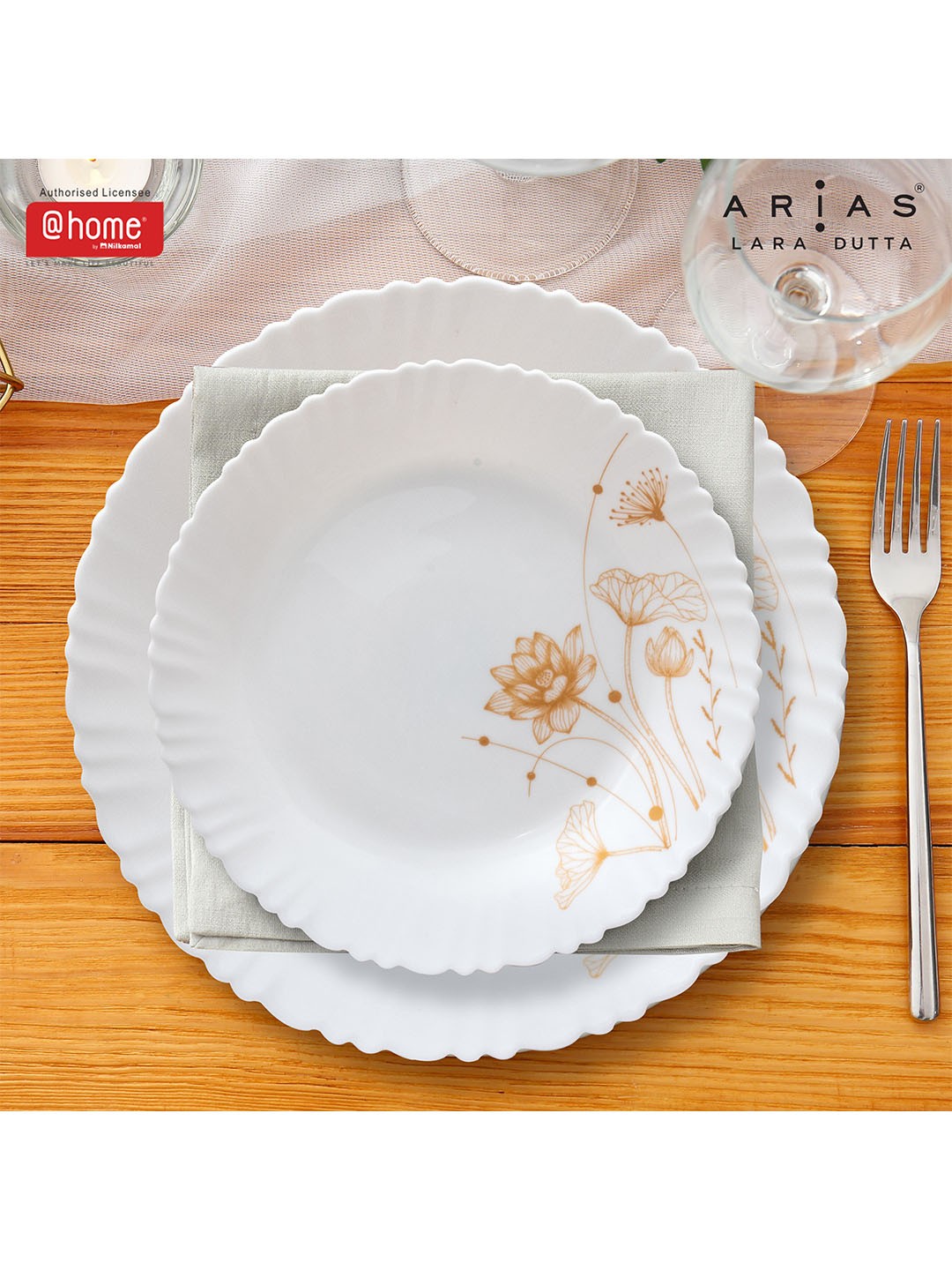 

Athome by Nilkamal Multicoloured 14 Pieces Dinner Set, White