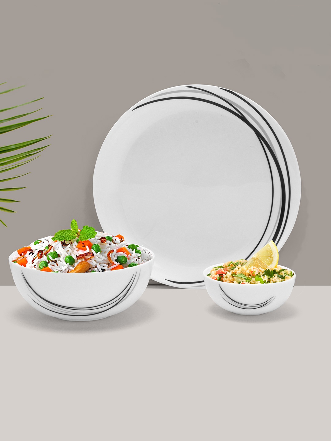 

Athome by Nilkamal Multicoloured & 1 Pieces Geometric Stainless Steel Dinner Set, Multi