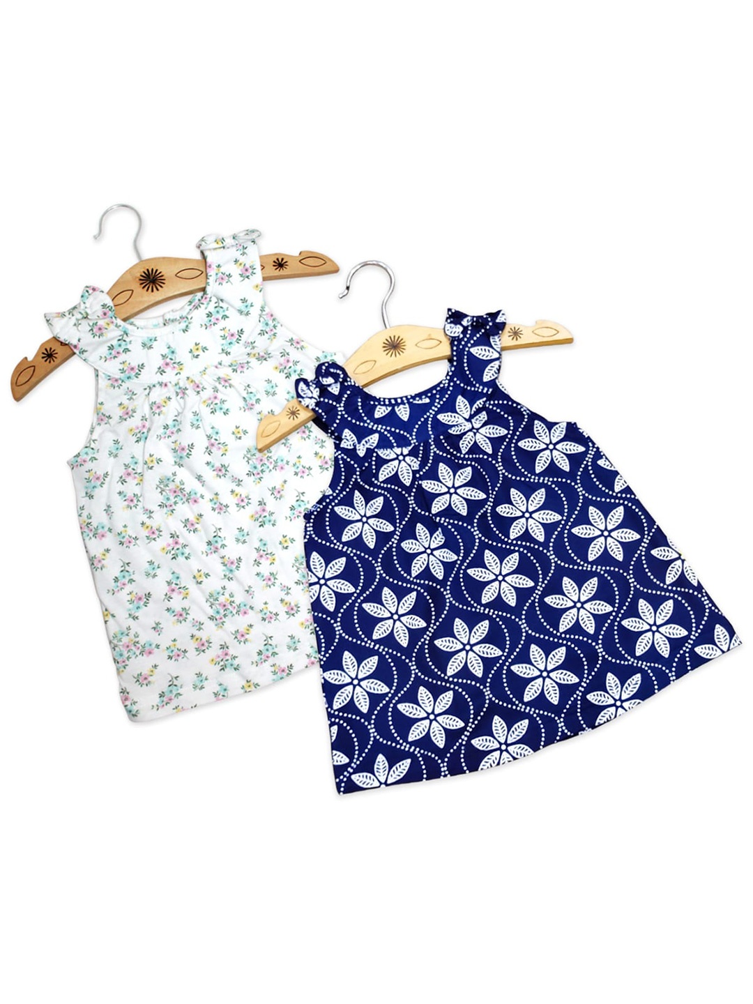 

Born Babies Infant Girls Pack of 2 Floral A-Line Dresses, Blue