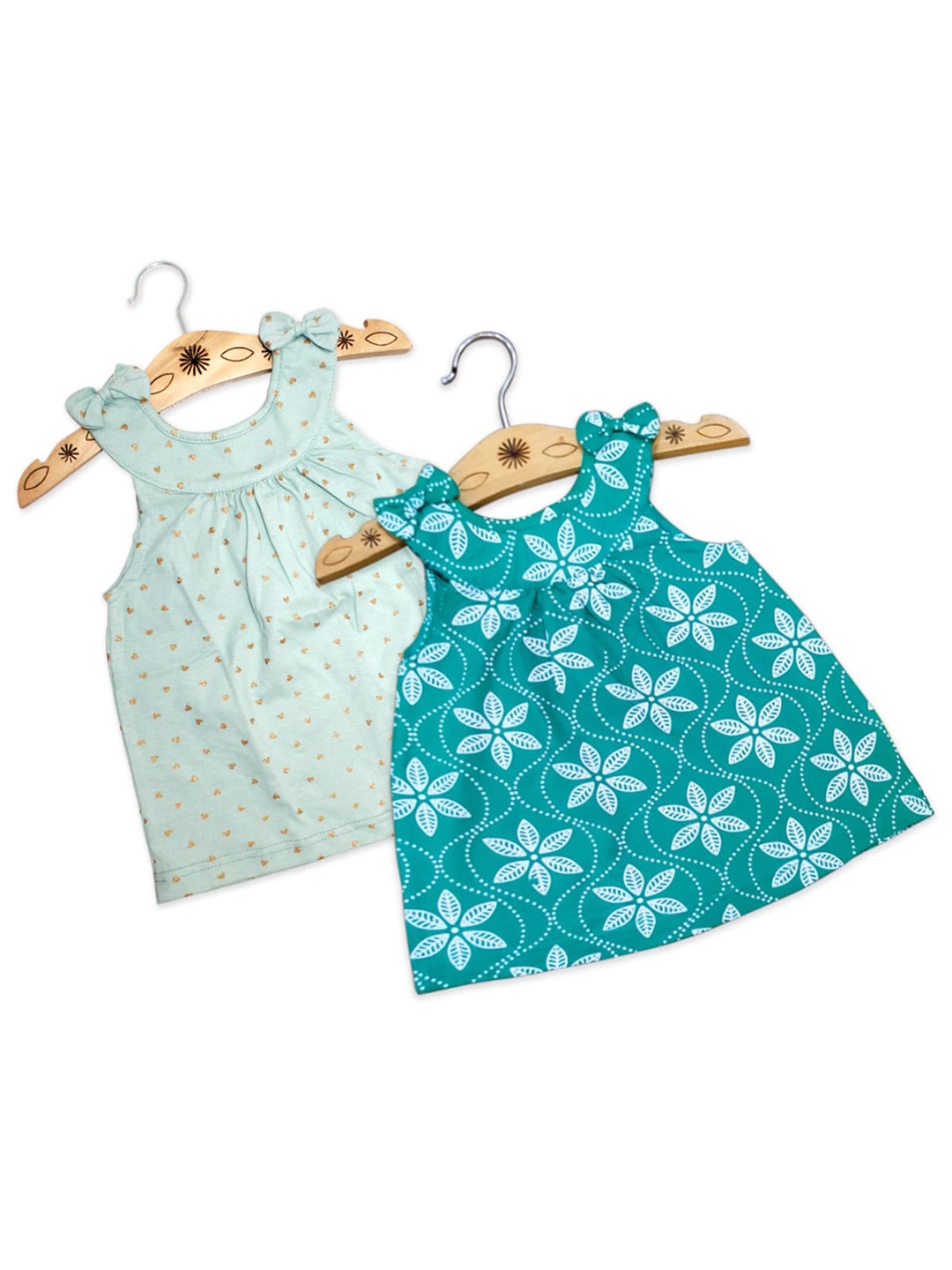 

Born Babies Set Of 2 Green Floral A-Line Dress