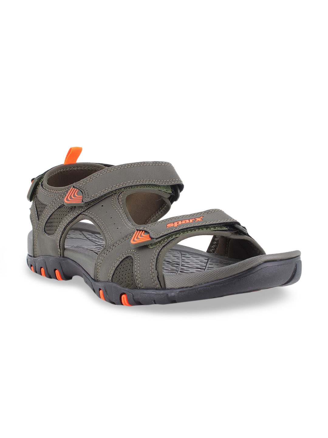 

Sparx Men Olive Green & Orange Patterned Sports Sandals