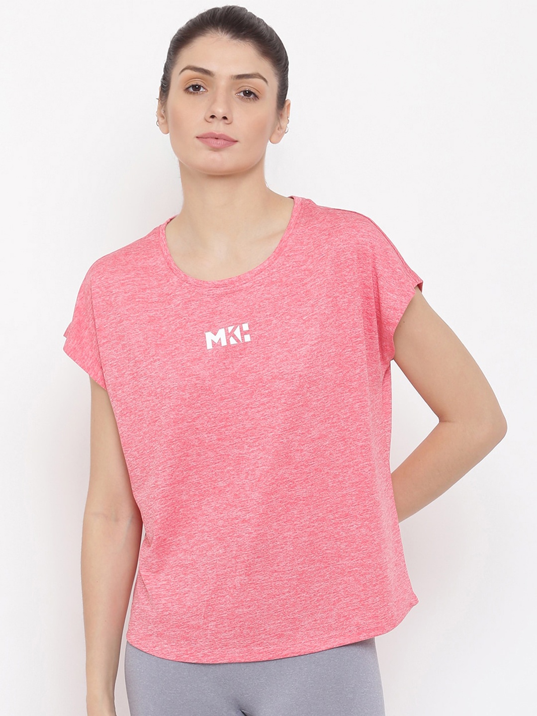 

MKH Women Pink Typography Extended Sleeves Dri-FIT T-shirt