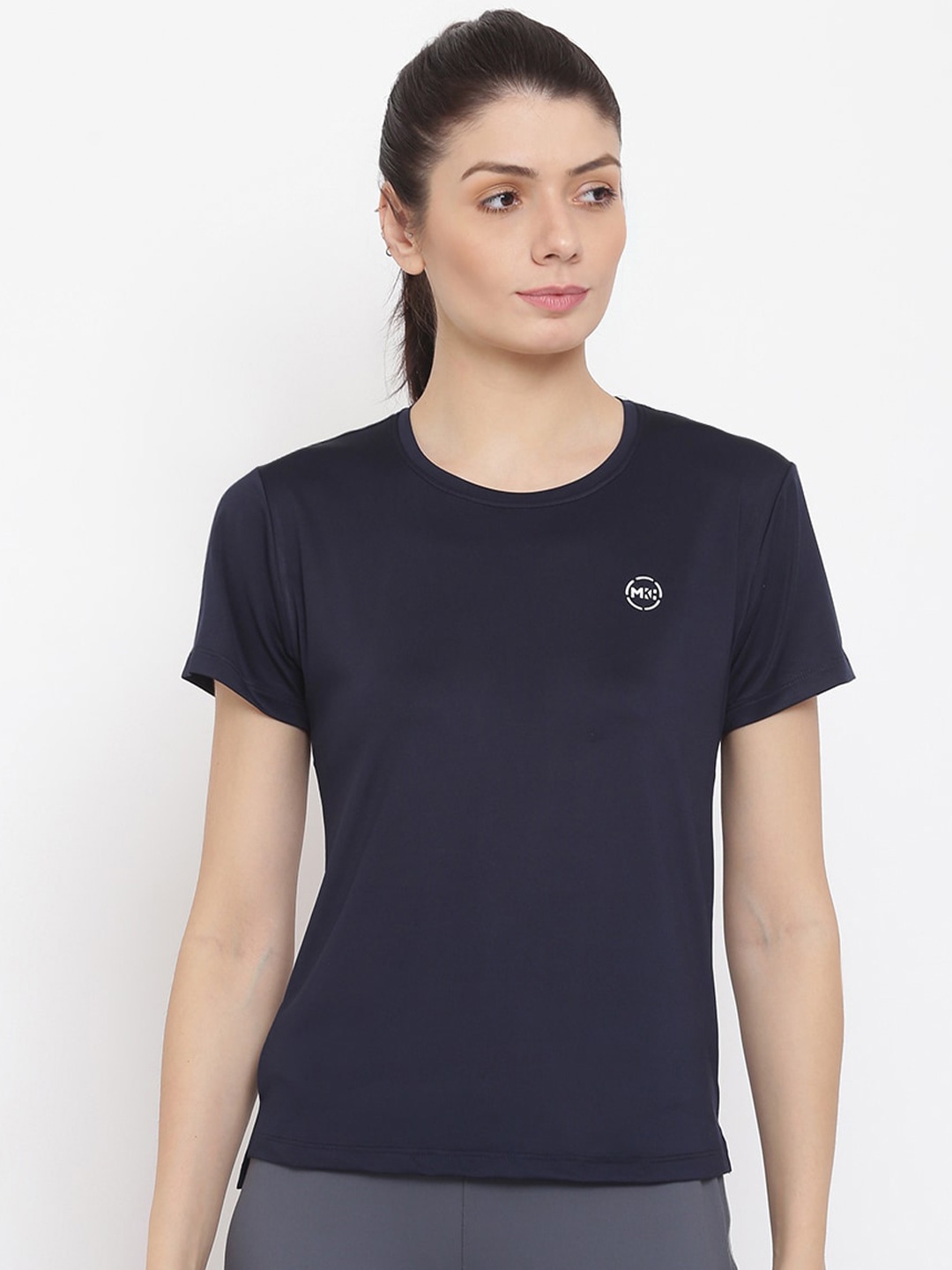 

MKH Women Navy Blue Dri-FIT T-shirt