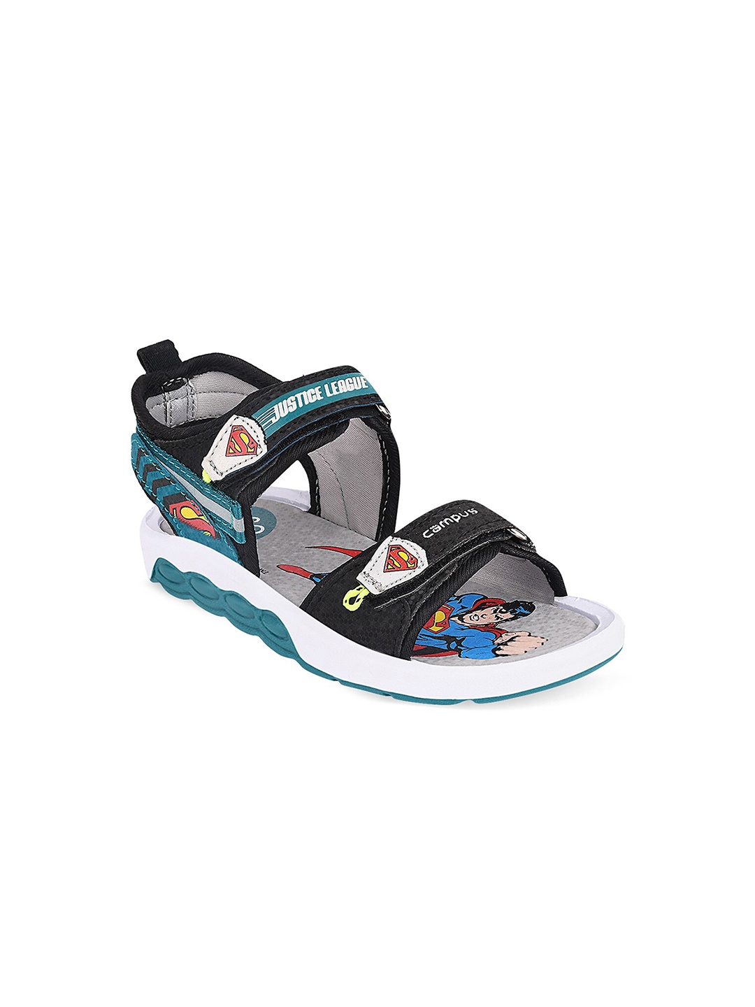 

Campus Unisex Kids Black & Turquoise Blue Synthetic Comfort Sandals