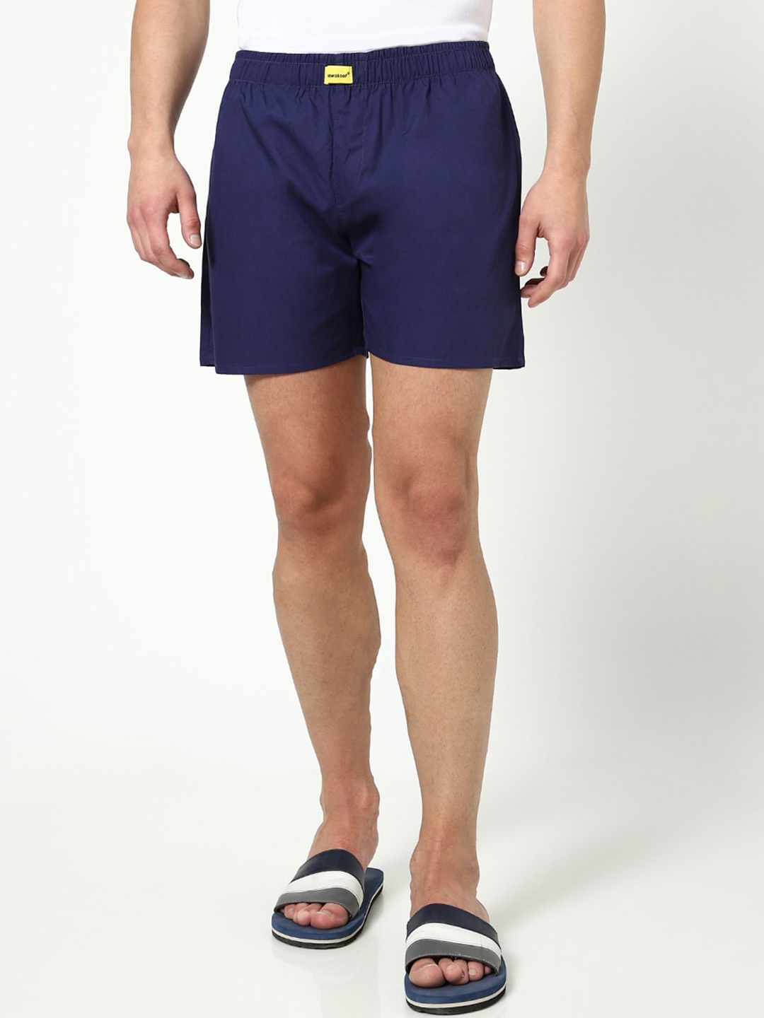 

Bewakoof Men Blue Solid Cotton Boxer