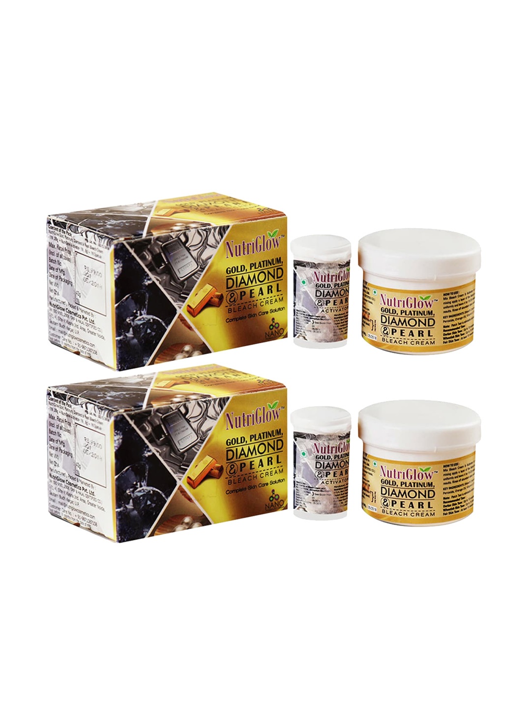 

NutriGlow Set of 2 Gold - Platinum - Diamond & Pearl Bleach Cream 43 g each, Multi