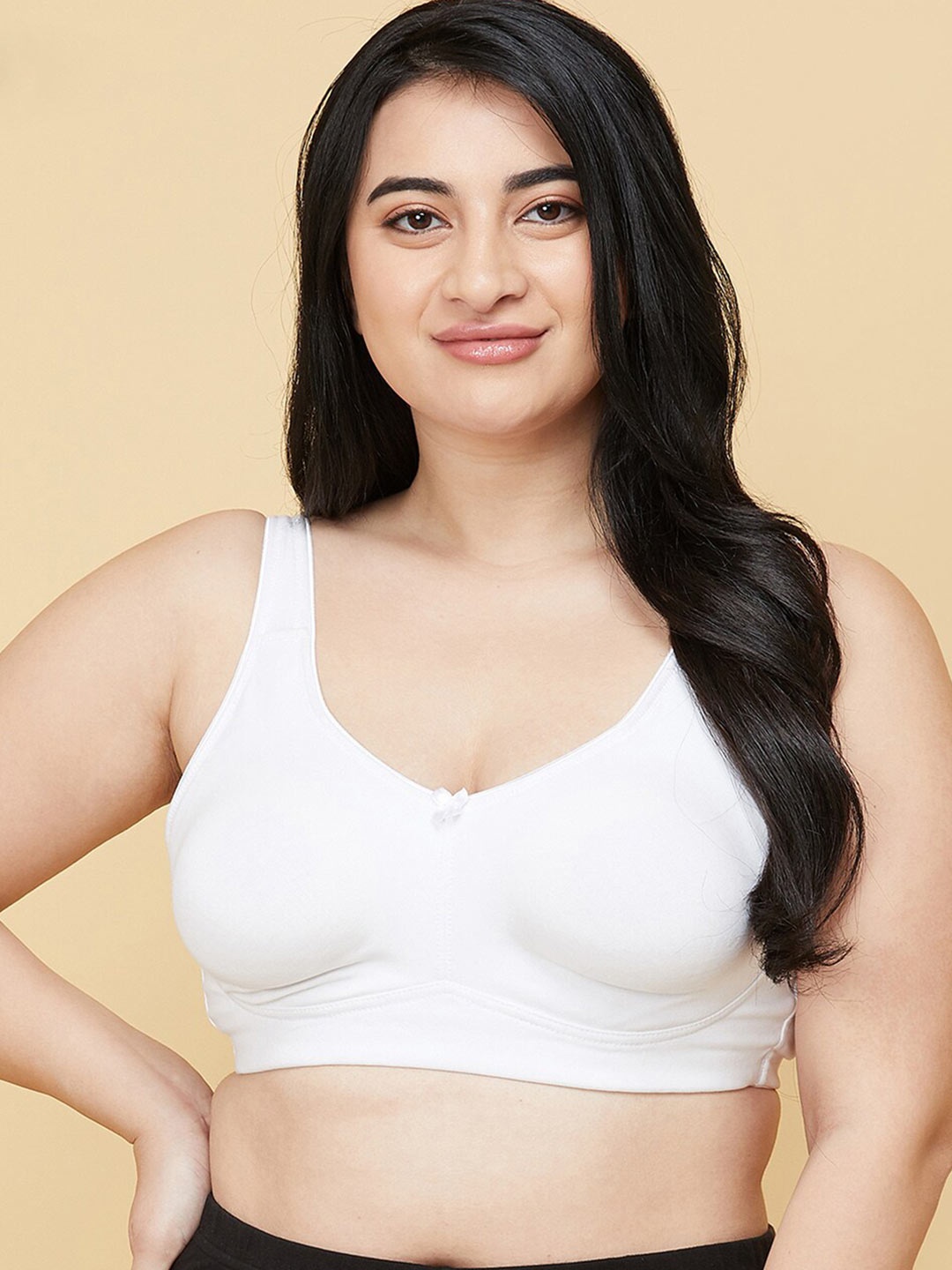 

max Women Plus Size White Solid Cotton Lightly Padded Everyday Bra