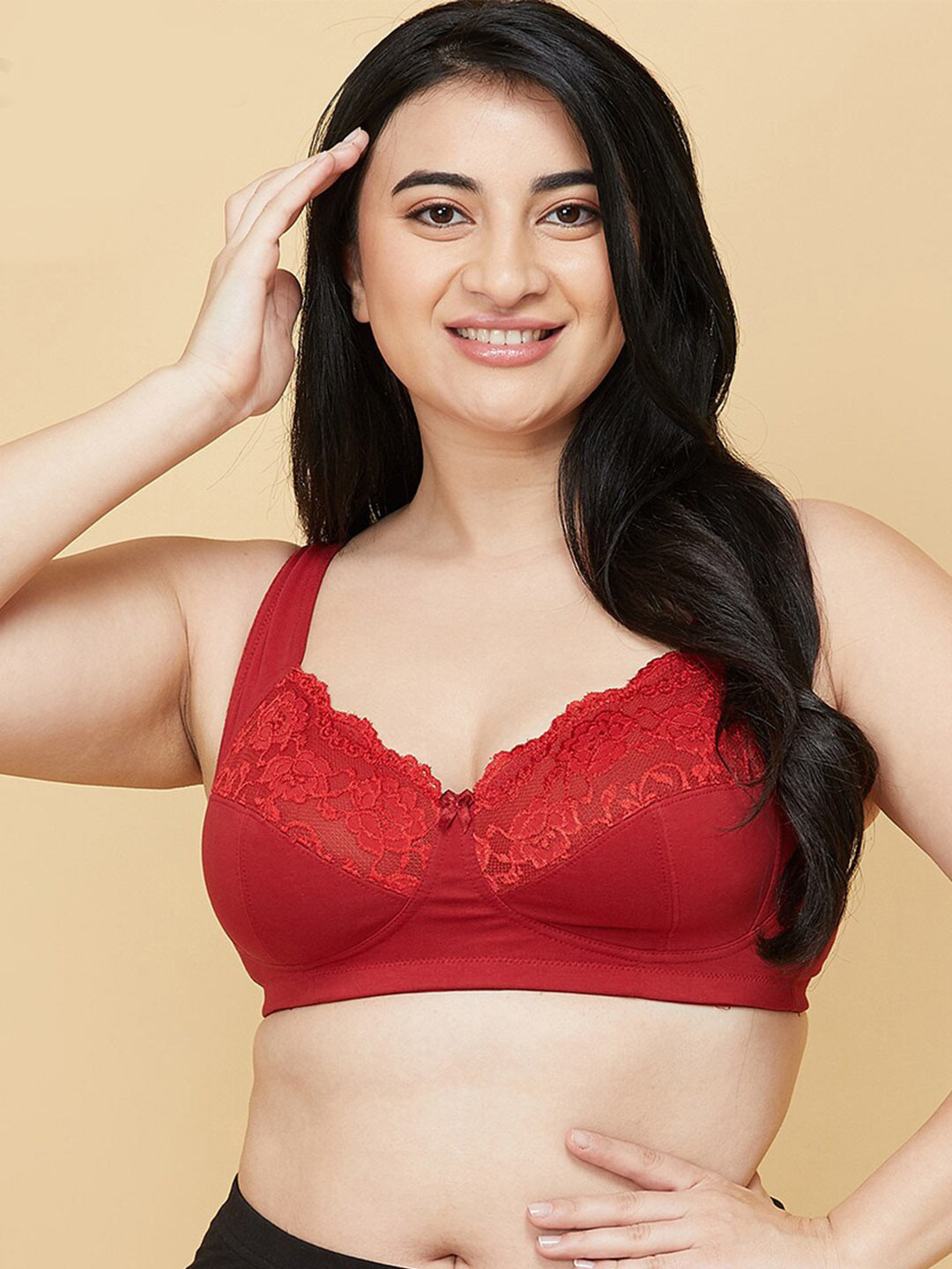 

max Women Plus Size Maroon Solid Cotton Everyday Bra