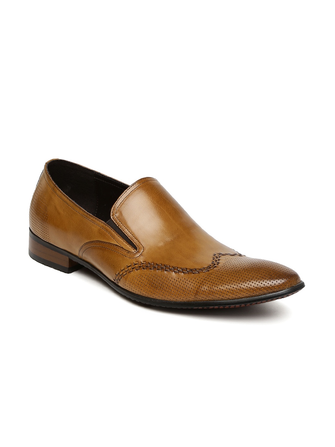 

Arrow Men Tan Brown Textured Leather Semiformal Slip-Ons