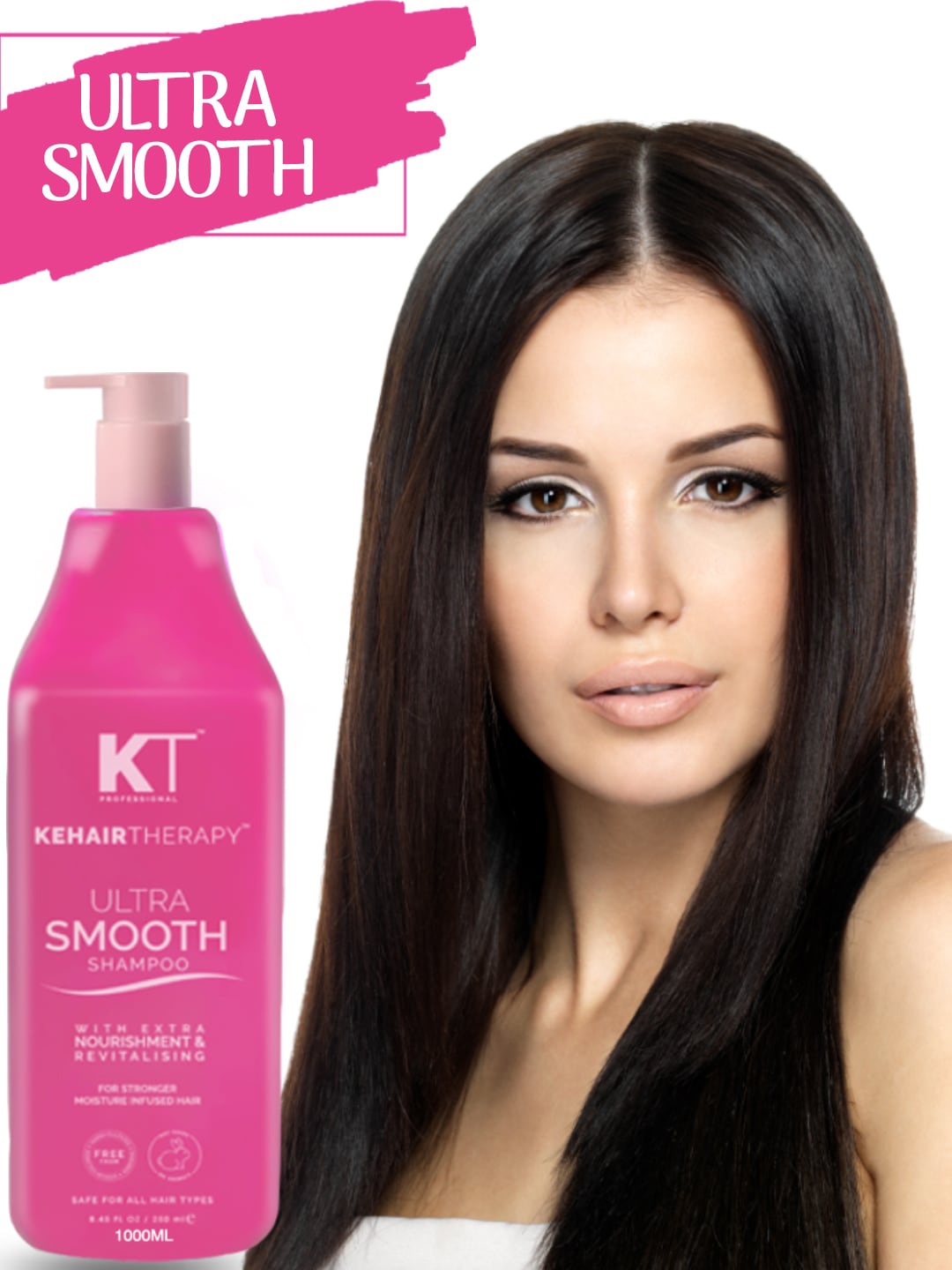 

KEHAIRTHERAPY Ultra Smooth Keratin Shampoo with Extra Nourishment & Revitalizing - 1000 ml, Pink