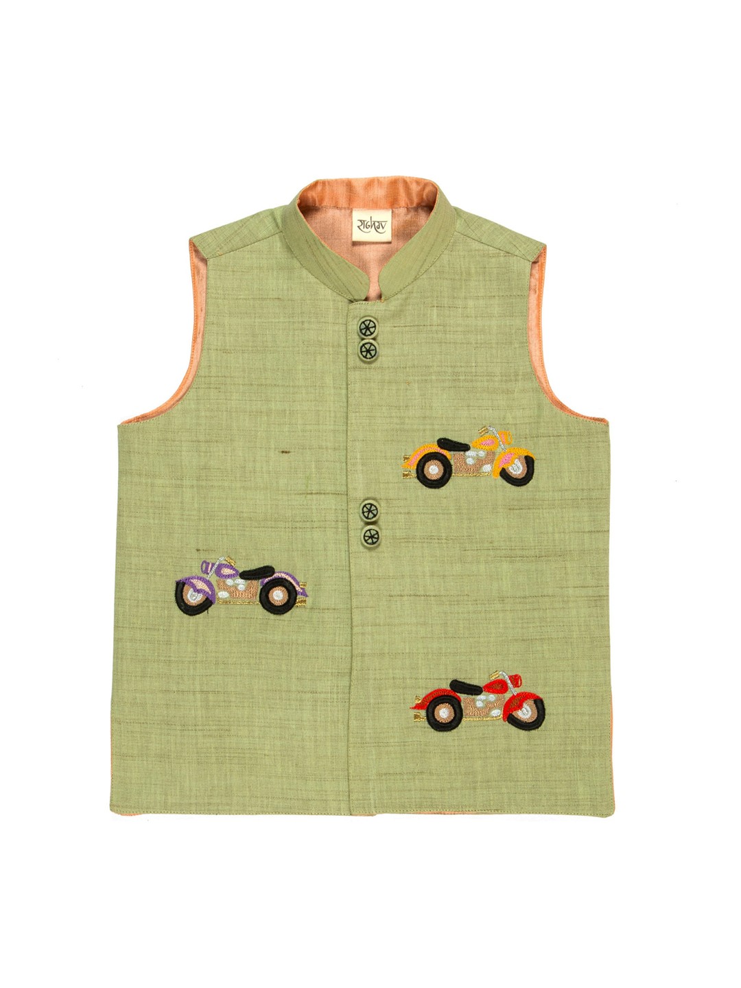 

RAGHAV Boys Green Embroidered Nehru Jackets