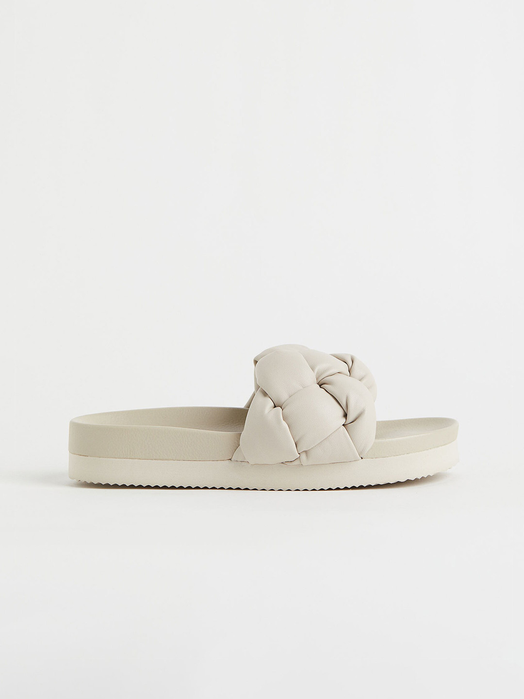 

H&M Women Grey Braided Slides, Beige