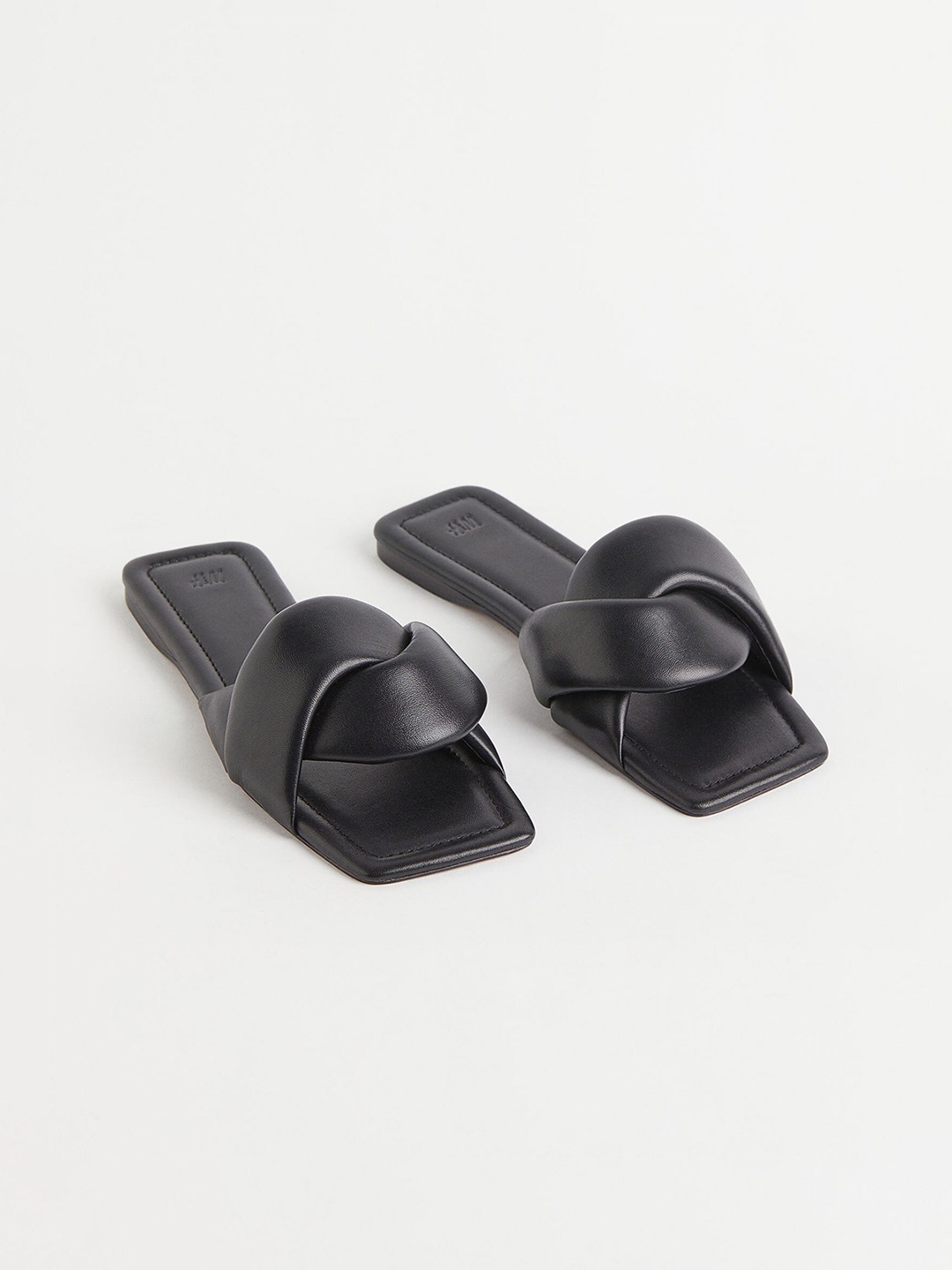 

H&M Women Black Leather Slides