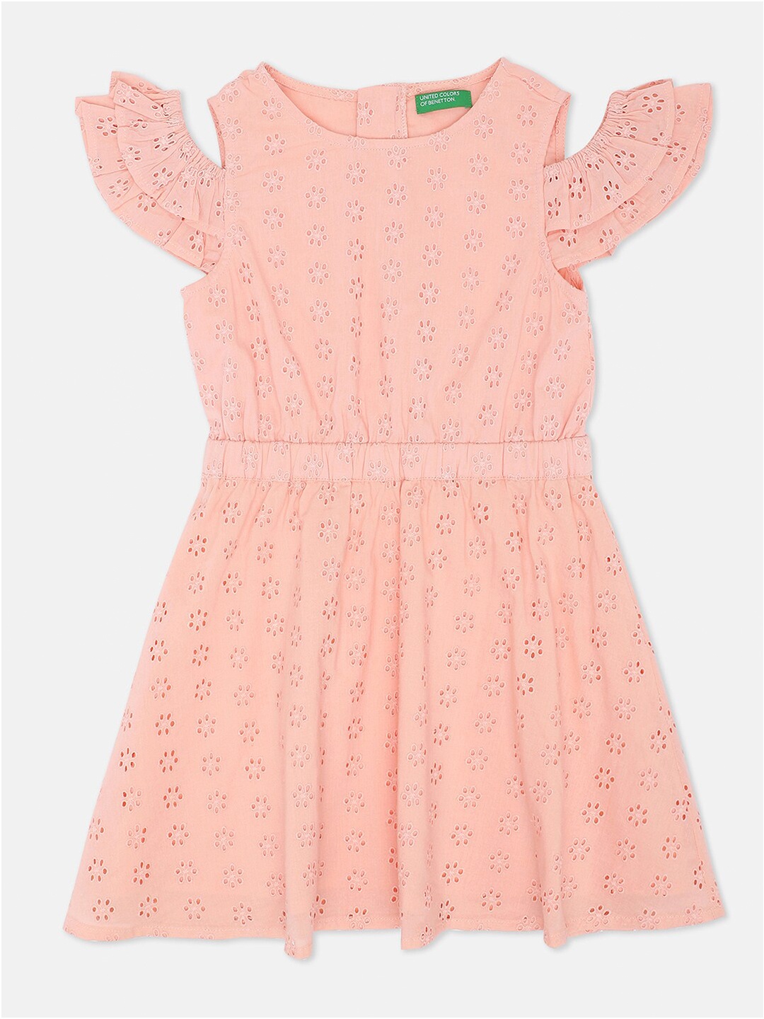 

United Colors of Benetton Peach-Coloured Fit and Flare Dress