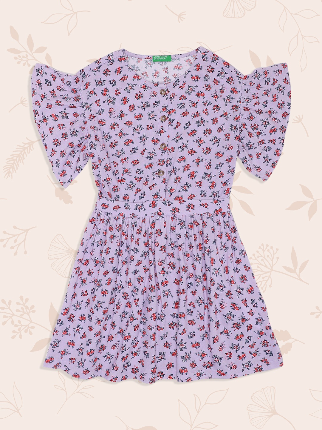 

United Colors of Benetton Kids-Girls Purple Floral Dress