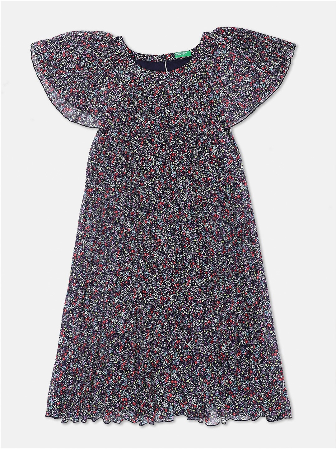 

United Colors of Benetton Navy Blue Floral A-Line Dress