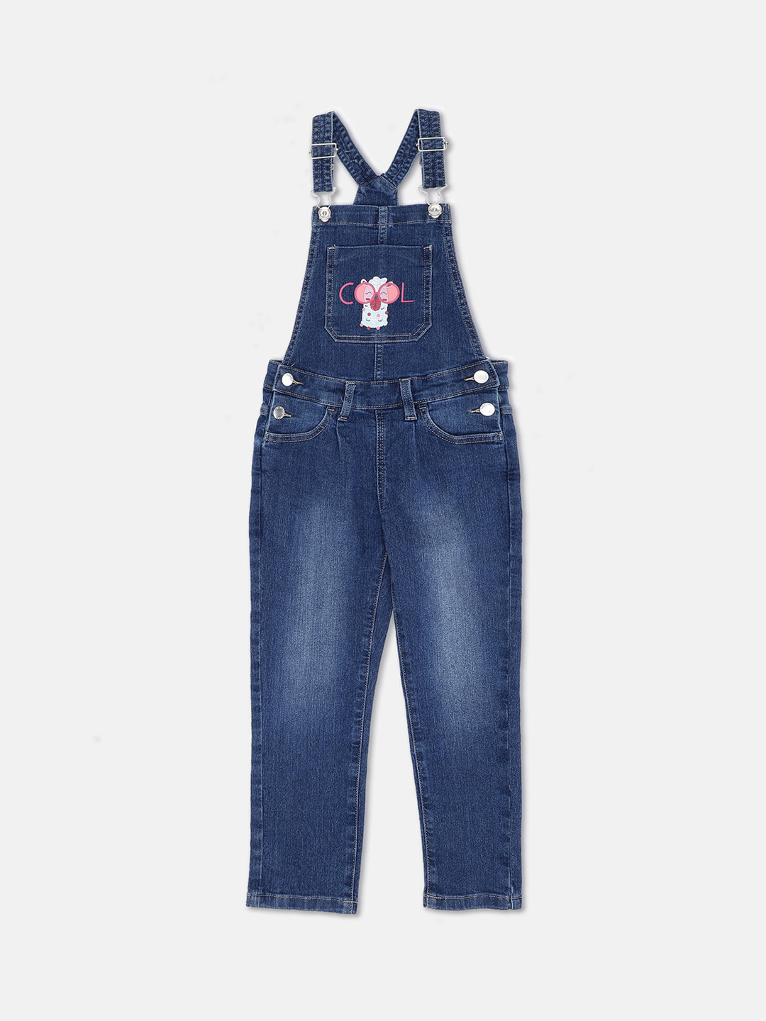 

United Colors of Benetton Girls Navy Blue Solid Denim Dungarees