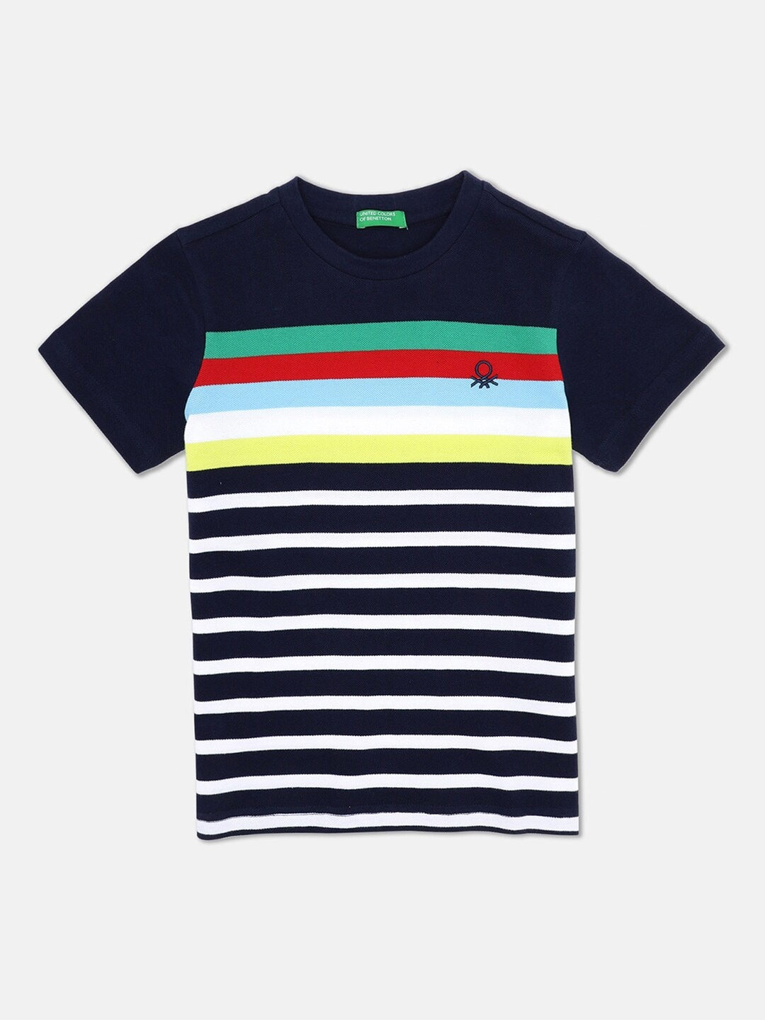 

United Colors of Benetton KIds-Boys Deep Navy Blue Striped T-shirt