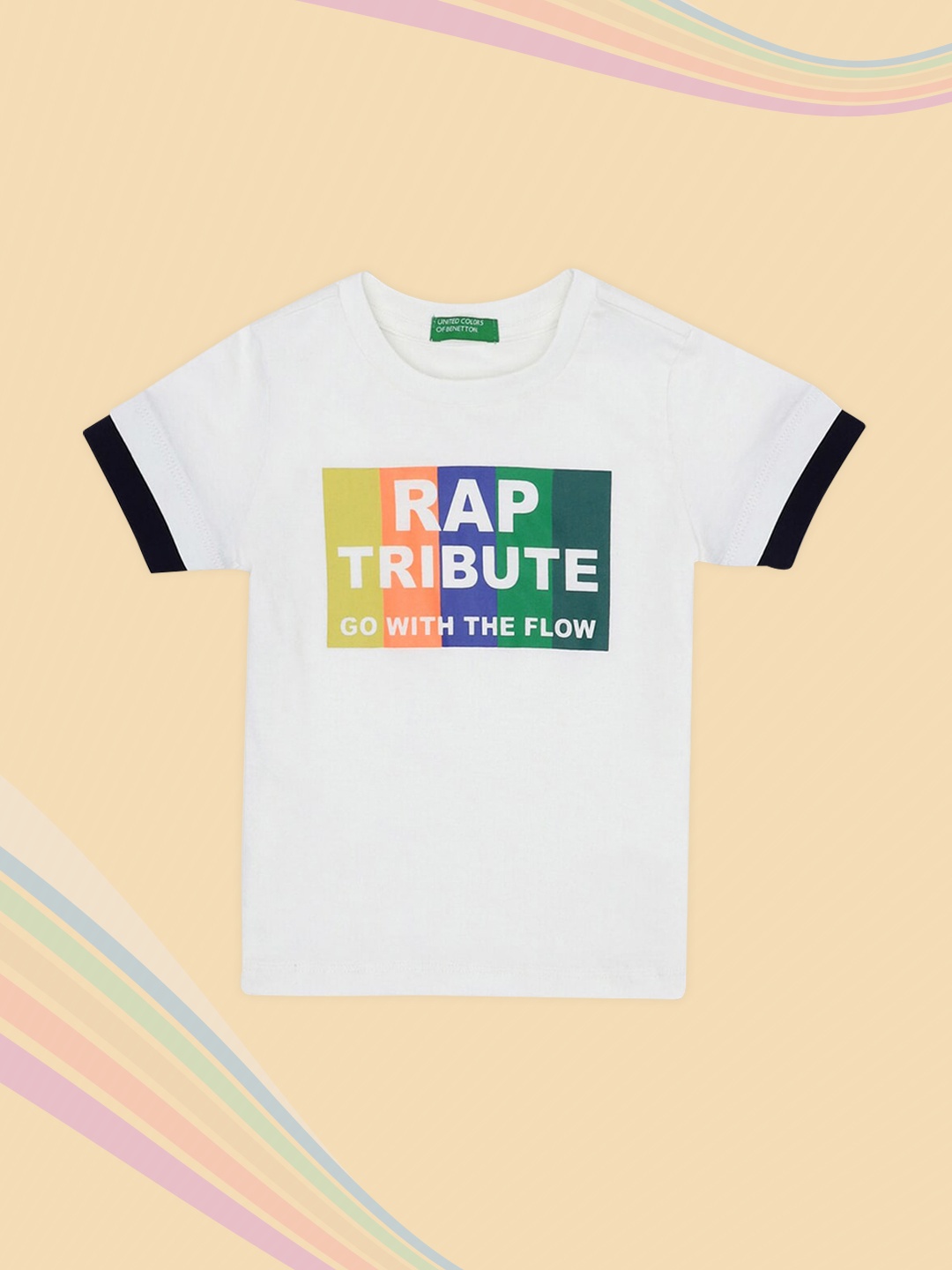 

United Colors of Benetton Boys Off White Typography Printed Cotton T-shirt