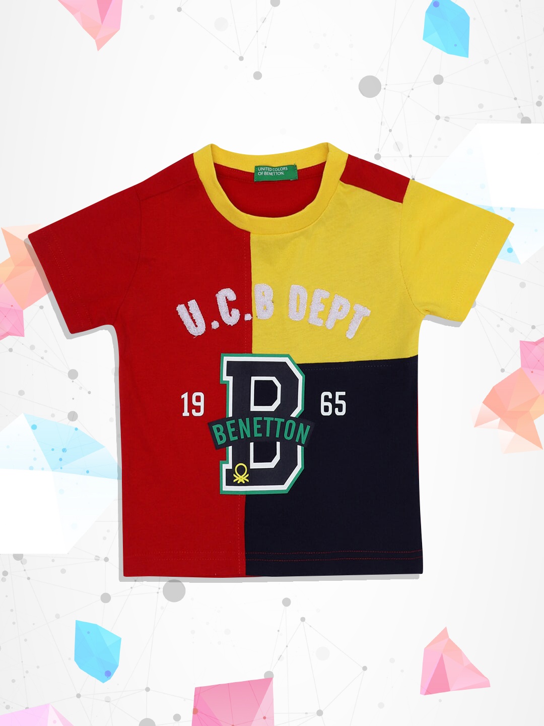 

United Colors of Benetton Boys Yellow & Red Colourblocked T-shirt