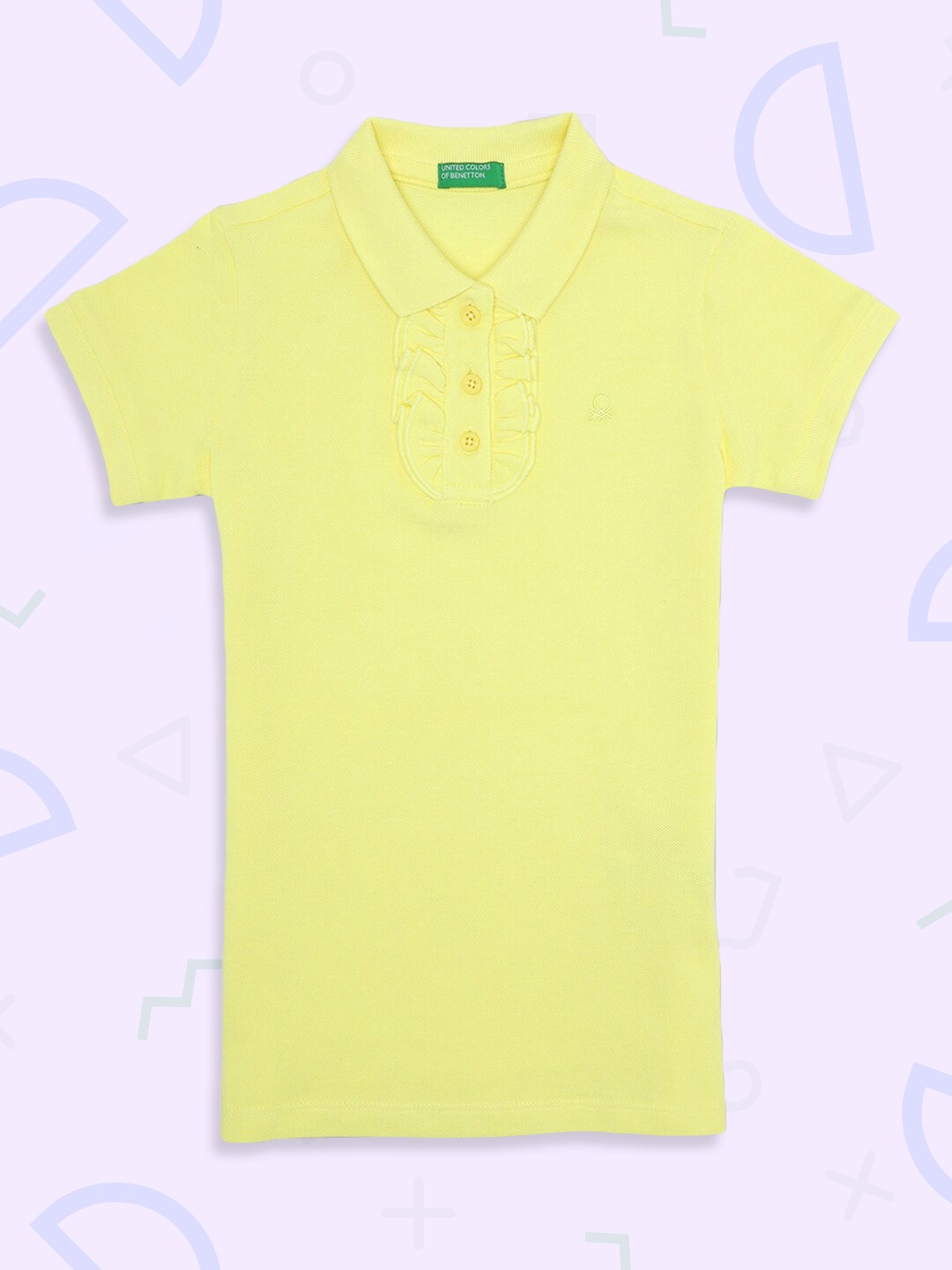 

United Colors of Benetton Girls Yellow Polo Collar T-shirt