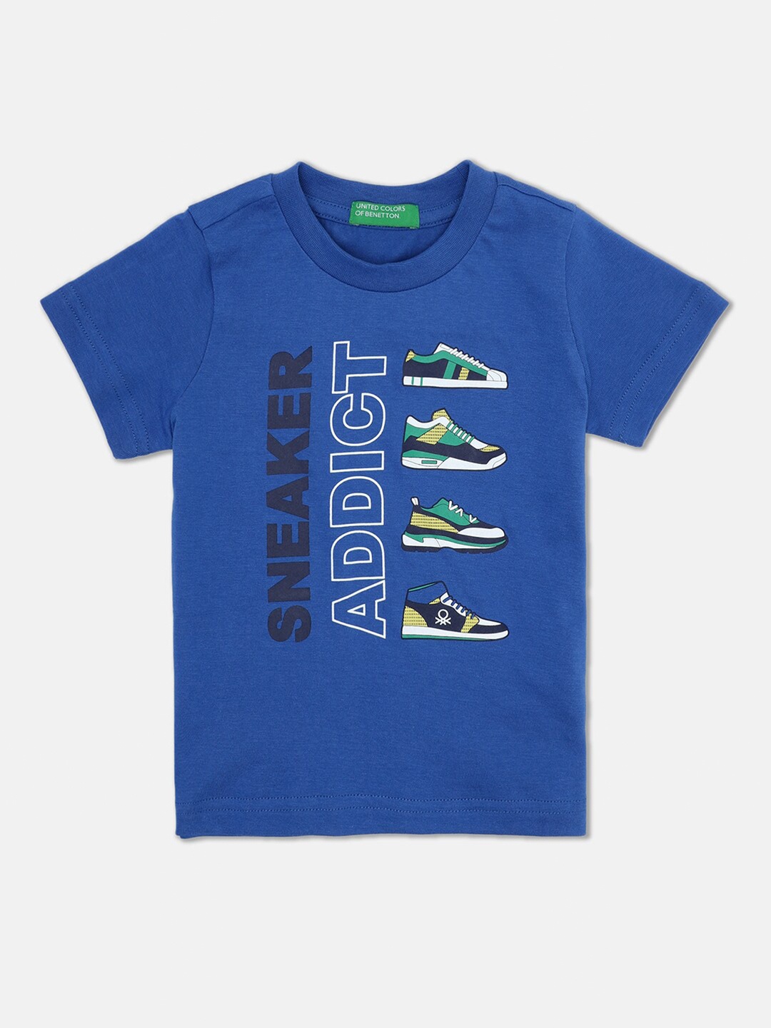 

United Colors of Benetton Boys Blue Printed Applique T-shirt