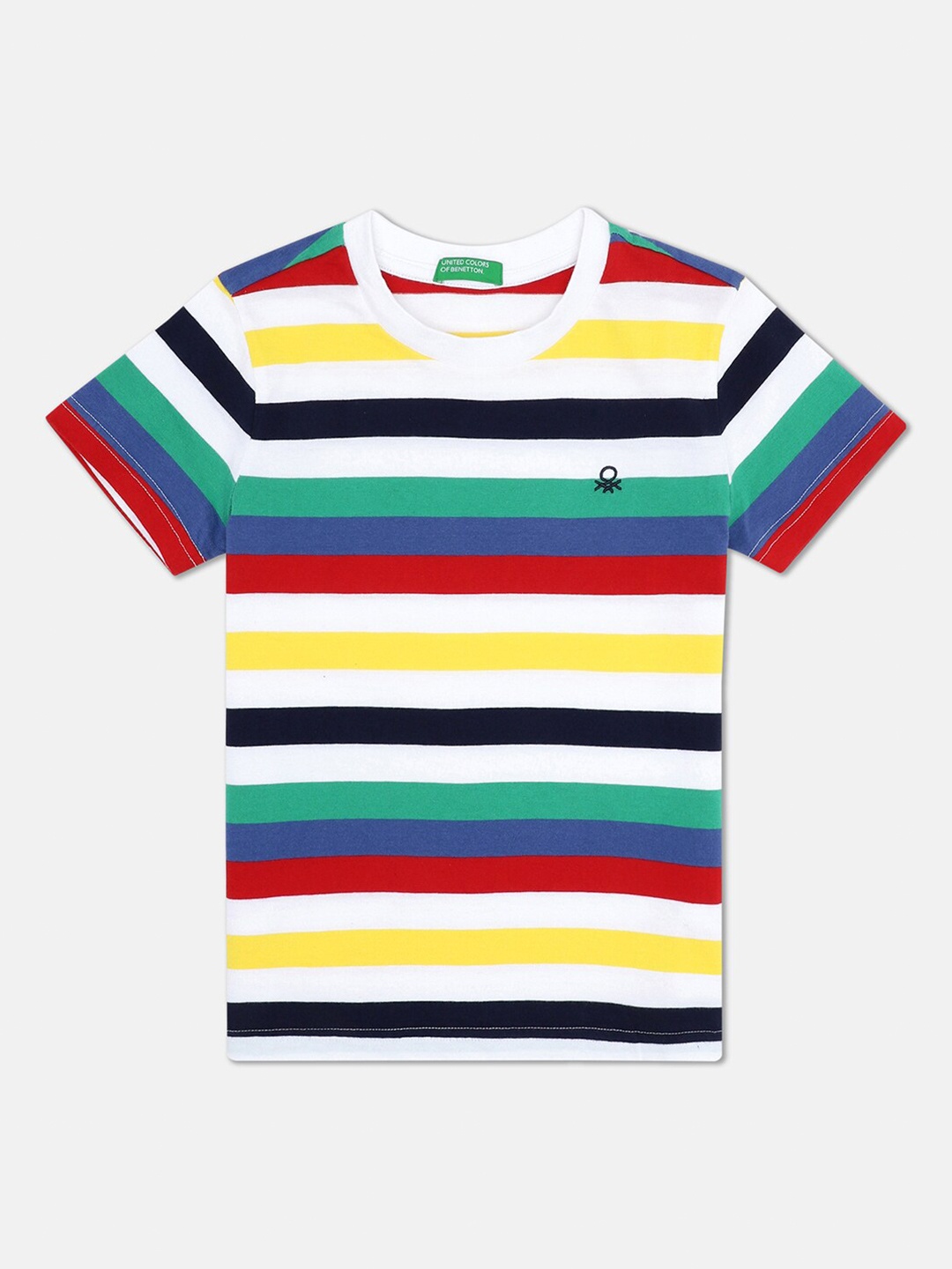 

United Colors of Benetton Boys Multicoloured Striped Cotton T-shirt, Multi