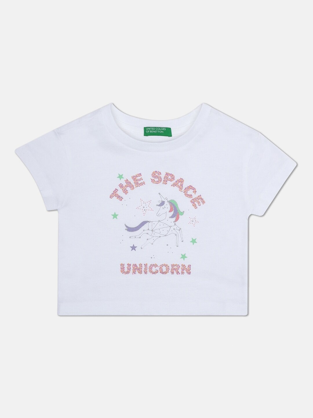 

United Colors of Benetton Girls White Typography Printed T-shirt