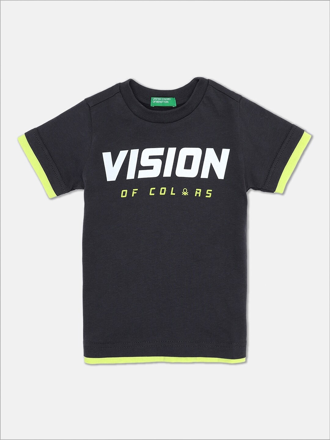 

United Colors of Benetton Boys Navy Blue Typography Printed T-shirt