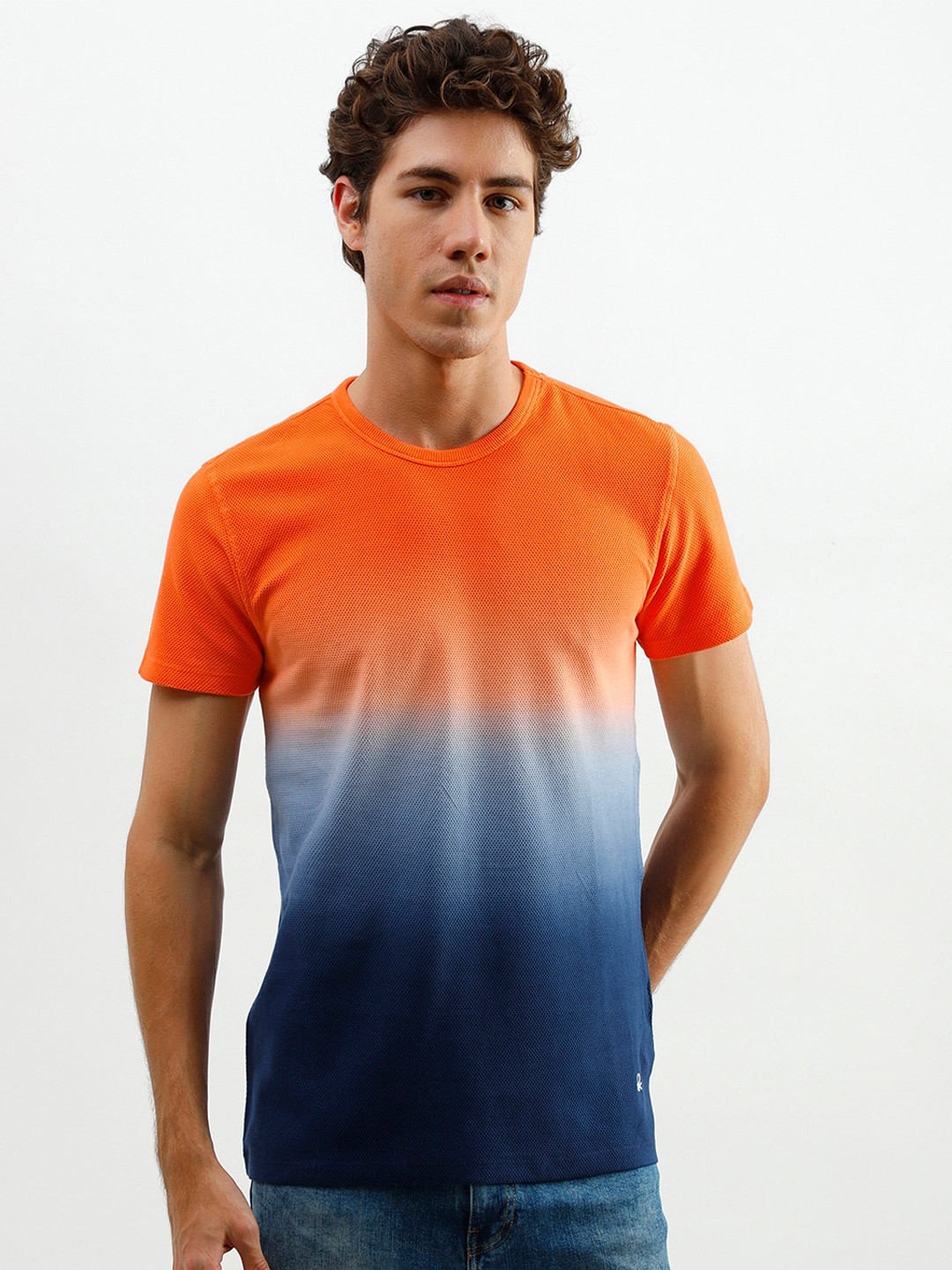 

United Colors of Benetton Men Orange Dyed T-shirt