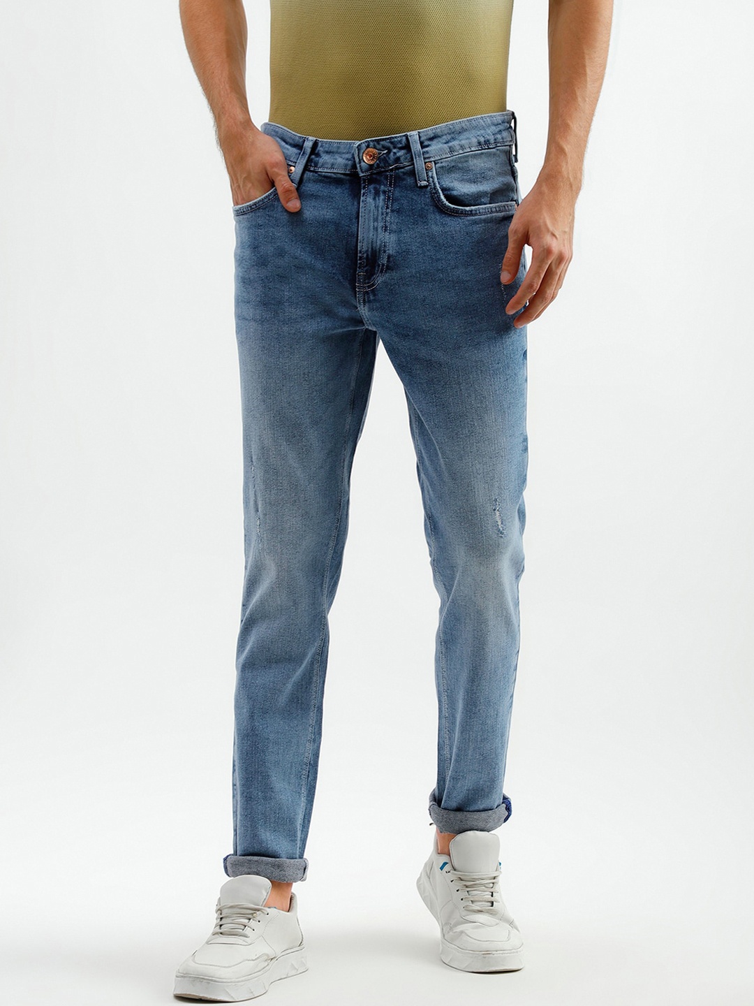 

United Colors of Benetton Men Blue Heavy Fade Jeans