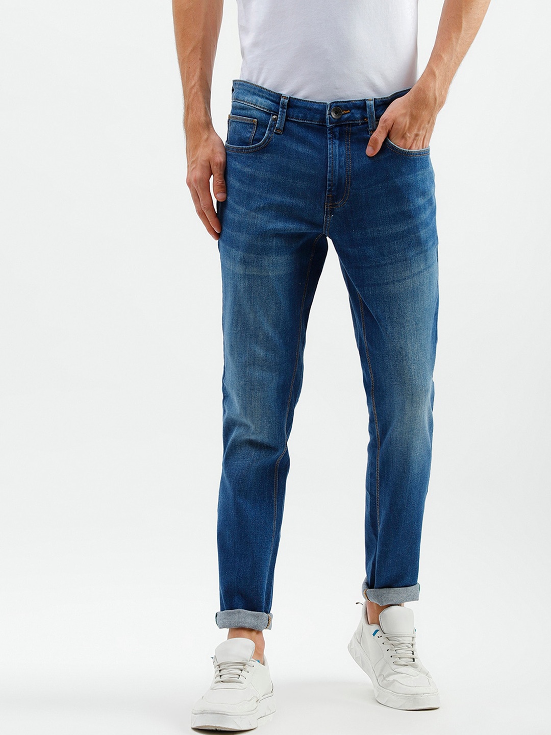 

United Colors of Benetton Men Regular Fit Blue Heavy Fade Stretchable Jeans