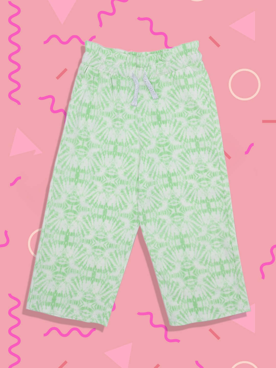 

United Colors of Benetton Girls Green Printed Cotton Trousers