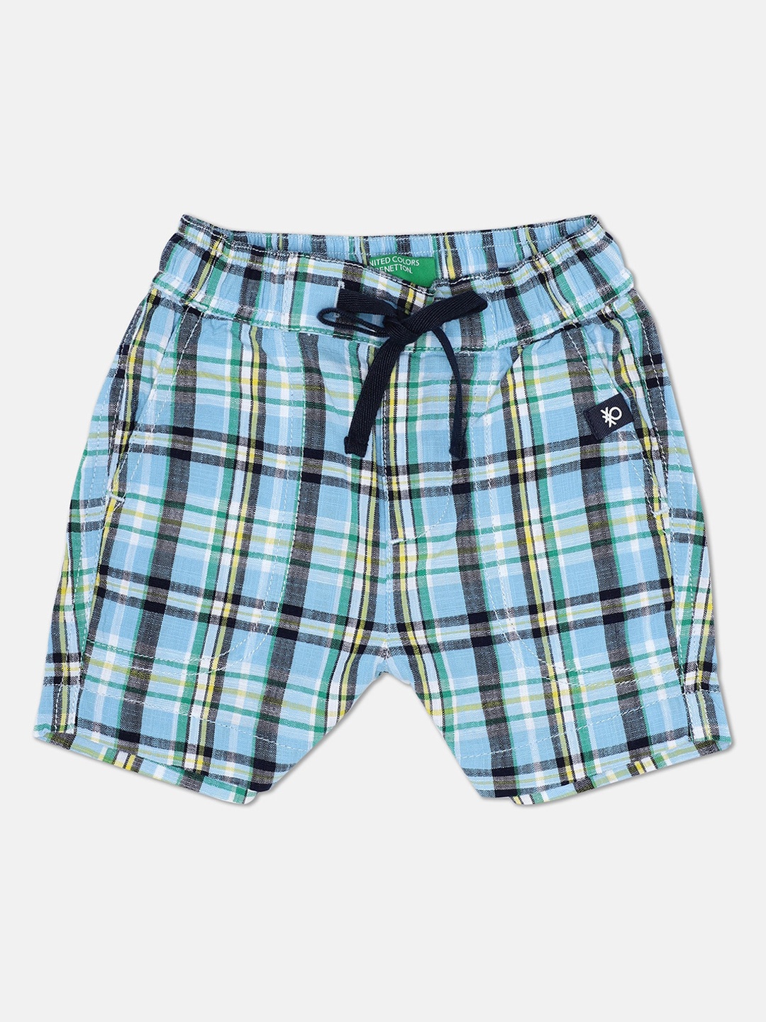 

United Colors of Benetton Boys Blue Checked Cotton Shorts
