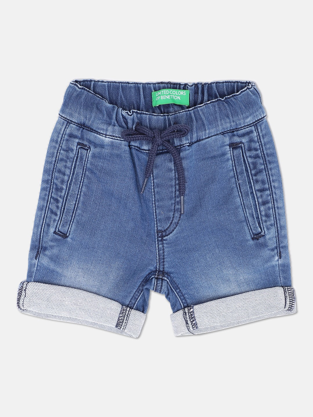 

United Colors of Benetton Boys Navy Blue Washed Denim Shorts
