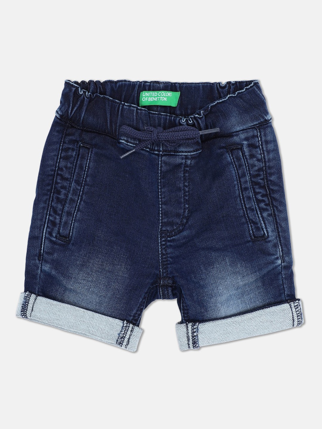 

United Colors of Benetton Boys Navy Blue Washed Denim Shorts