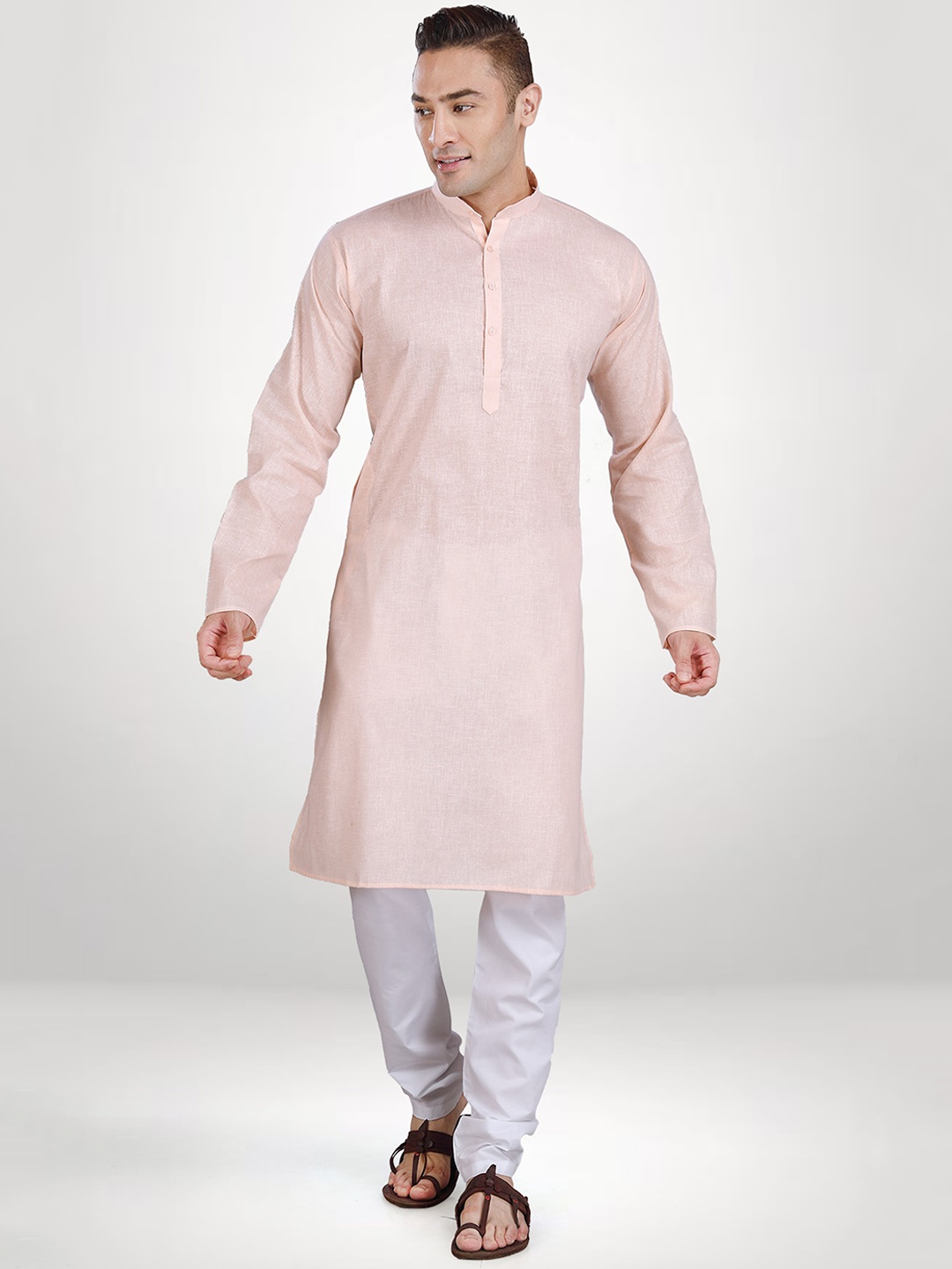 

RG DESIGNERS Men Peach-Coloured Kurta with Pyjamas