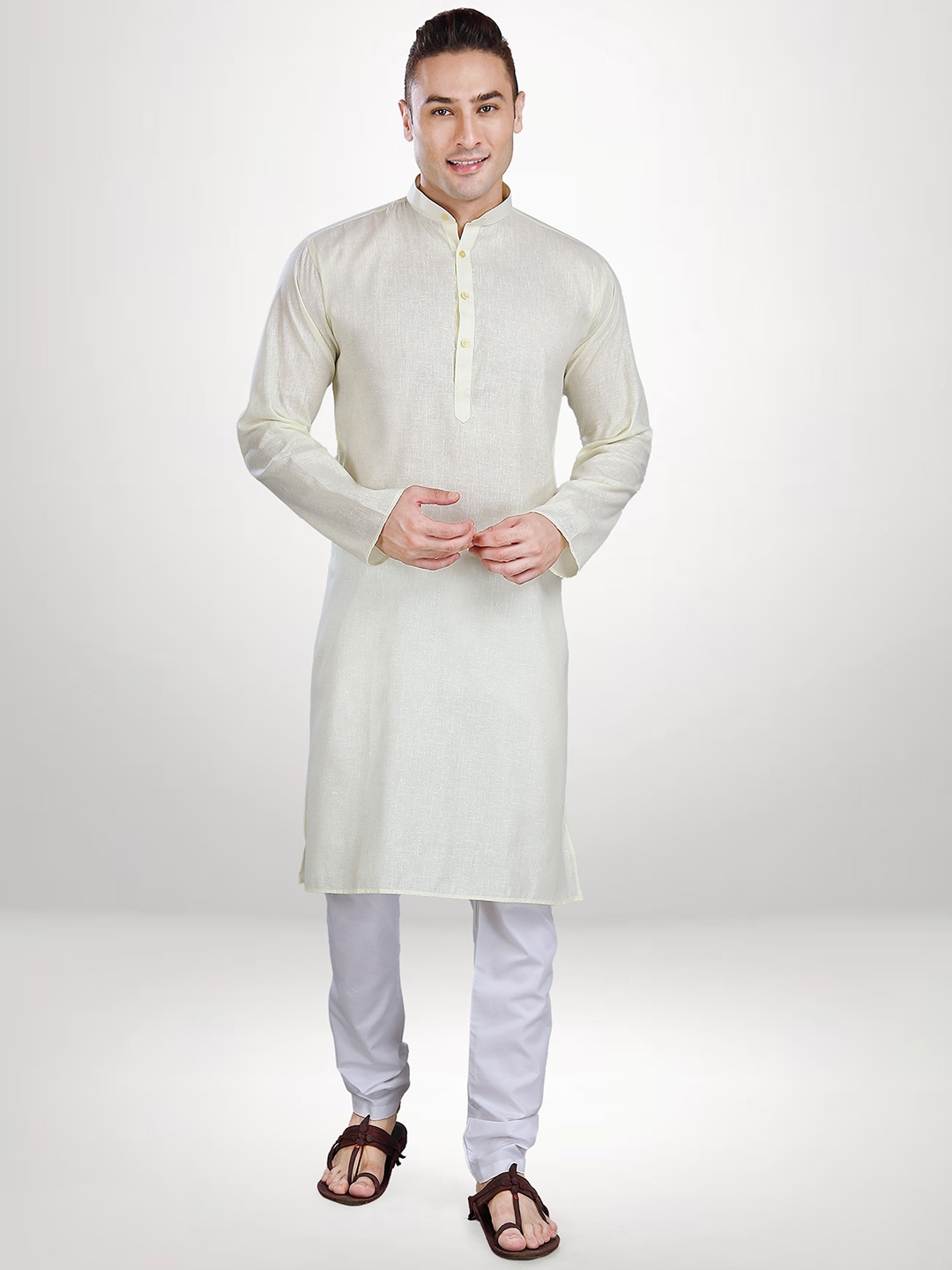 

RG DESIGNERS Men Yellow Kurta with Pyjamas
