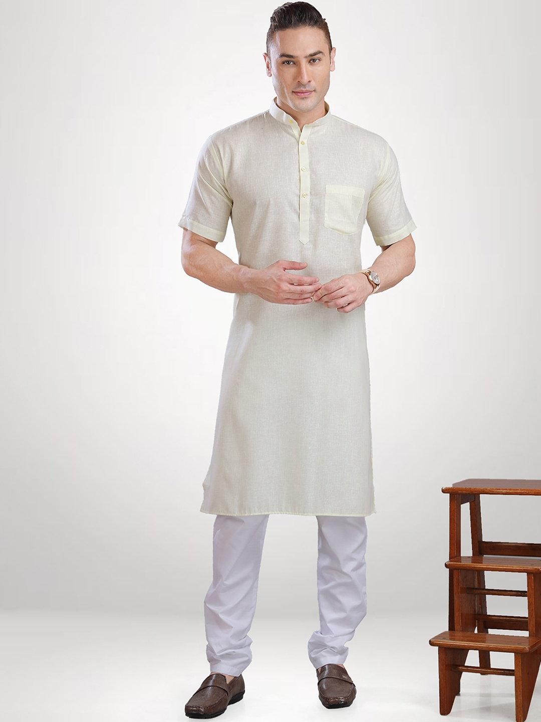 

RG DESIGNERS Men Yellow Kurta with Pyjamas