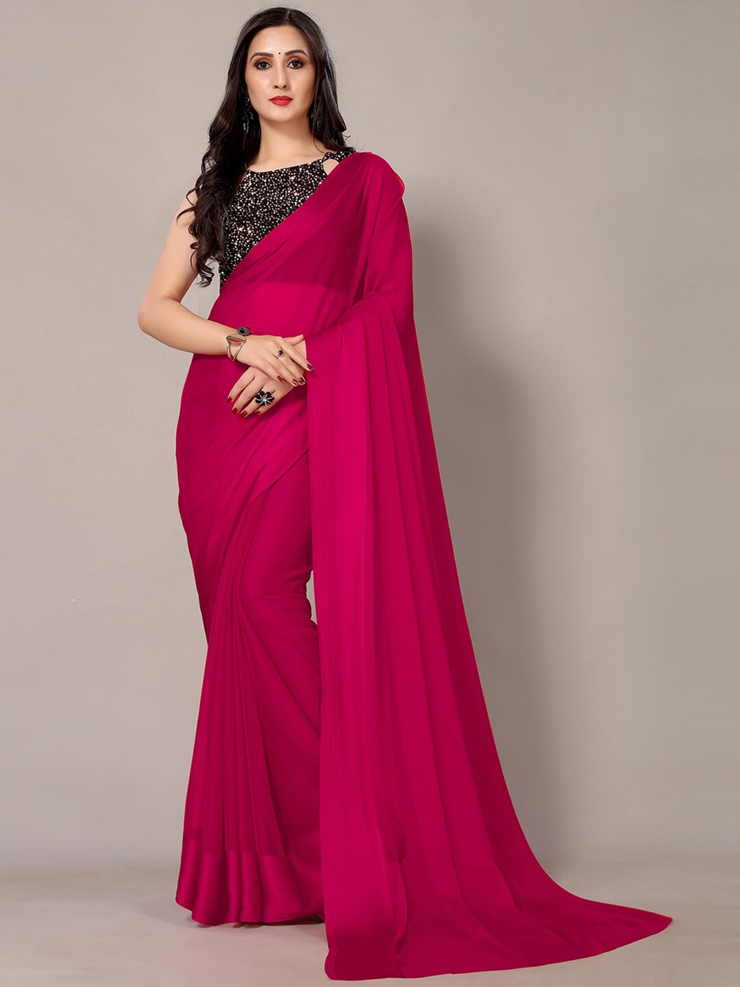 

HRITIKA Magenta Chiffon Satin Saree