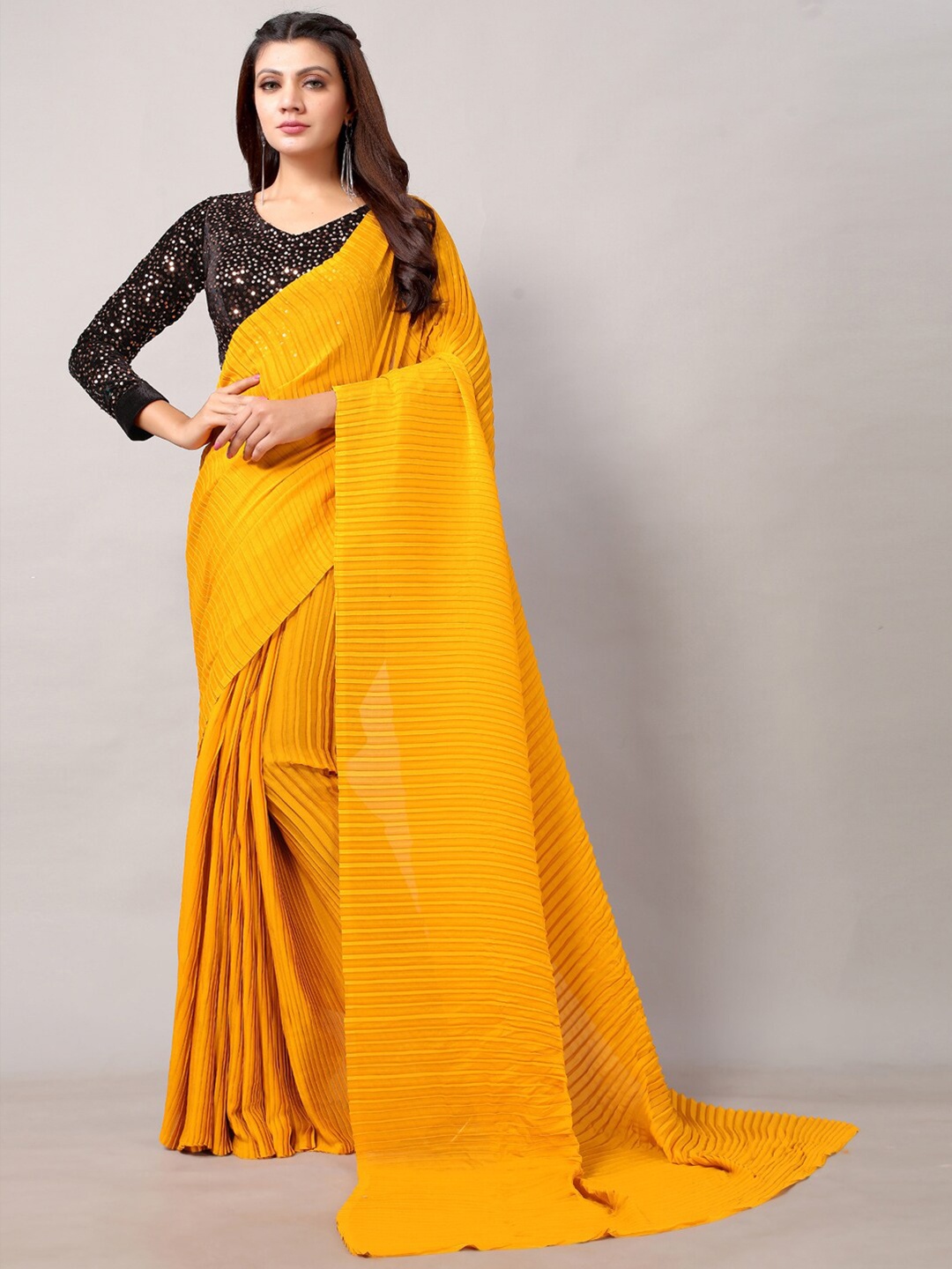 

HRITIKA Yellow Silk Blend Saree