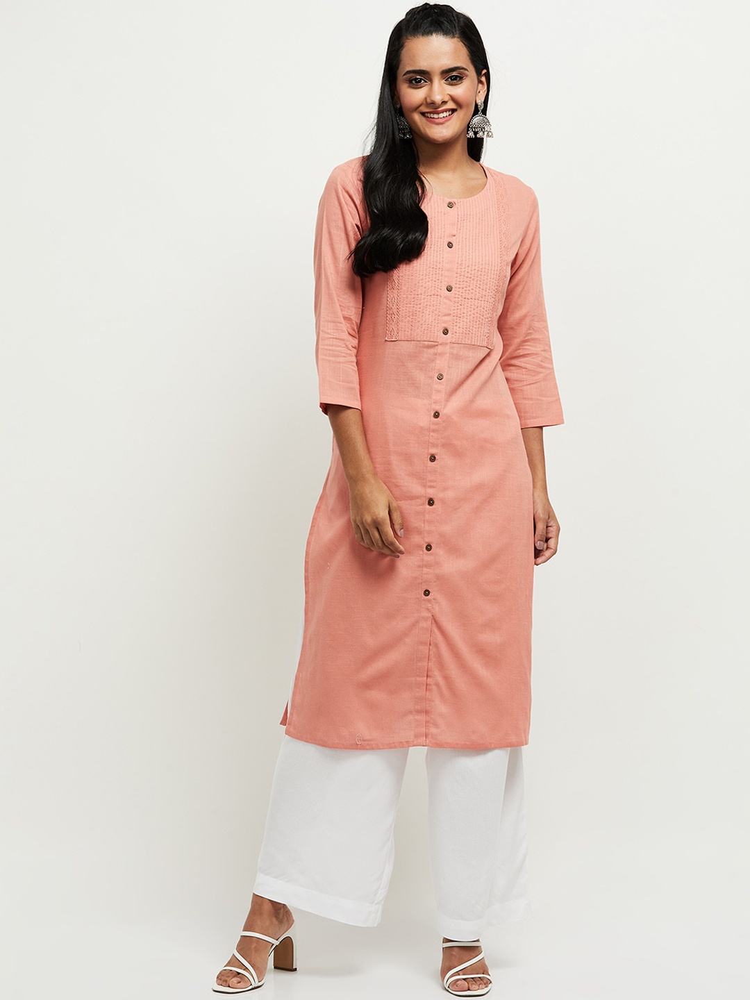 

max Peach-Coloured Yoke Design Kurta