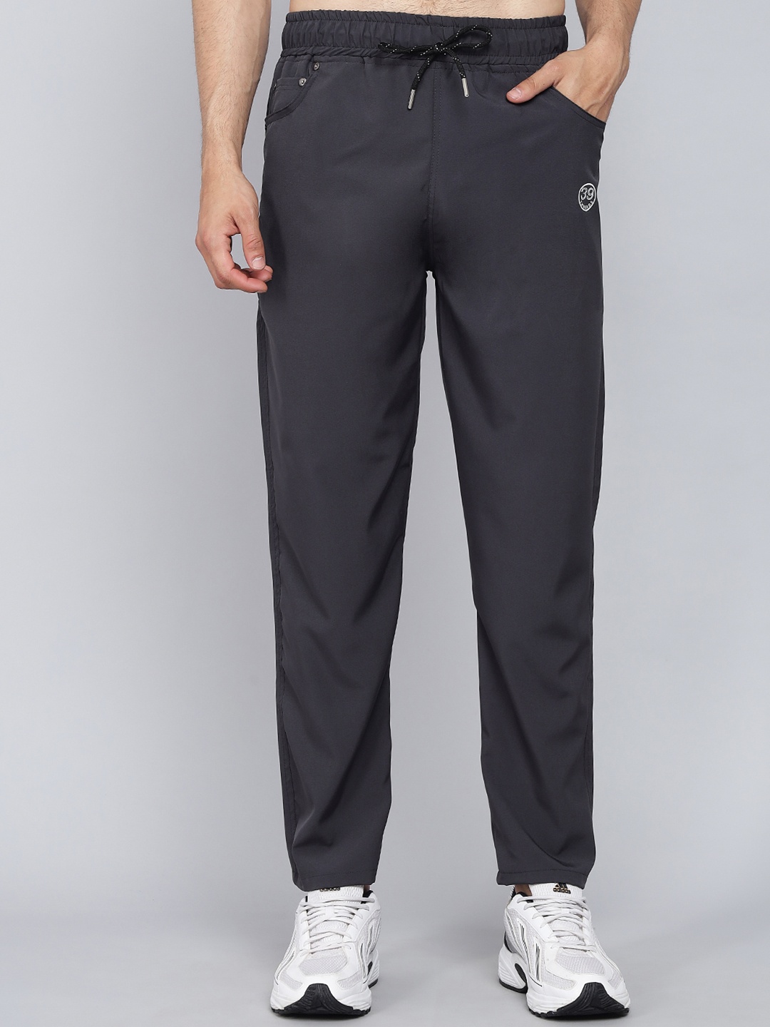

39 THREADS Men Charccoal Grey Solid Regular Track Pants, Charcoal