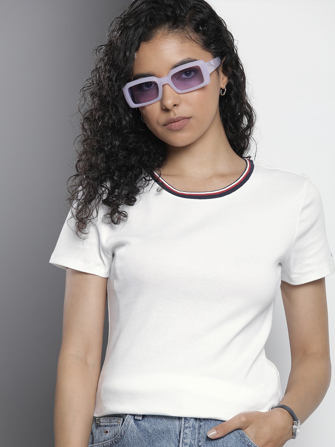 

Tommy Hilfiger Women Pure Cotton Solid T-shirt, White
